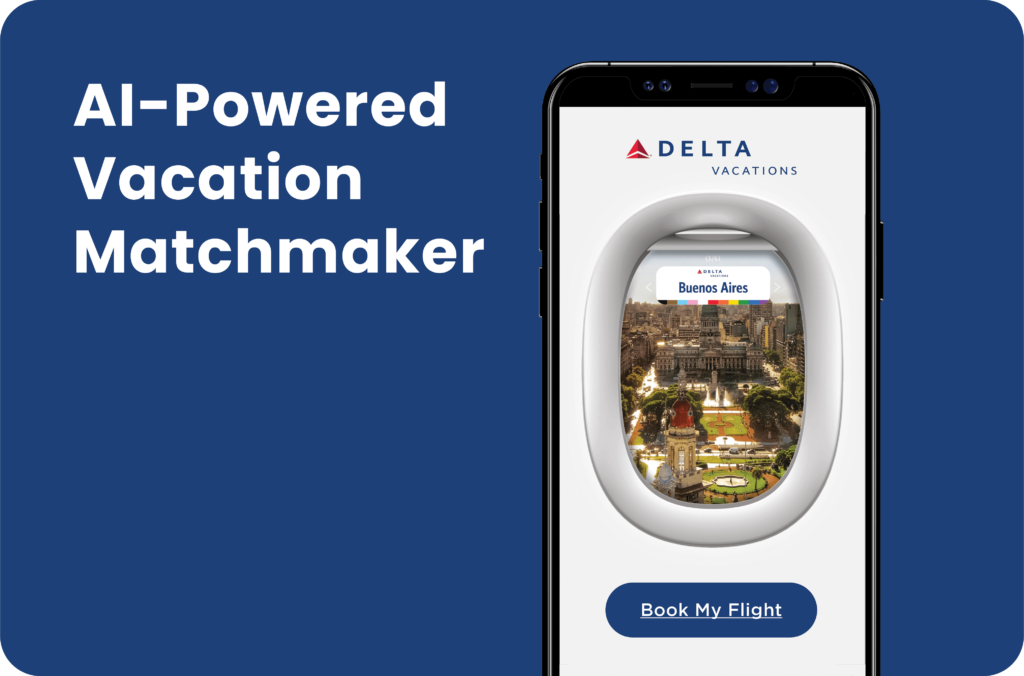 AI-based vacation matchmaker graphic suggesting personalized travel destinations.